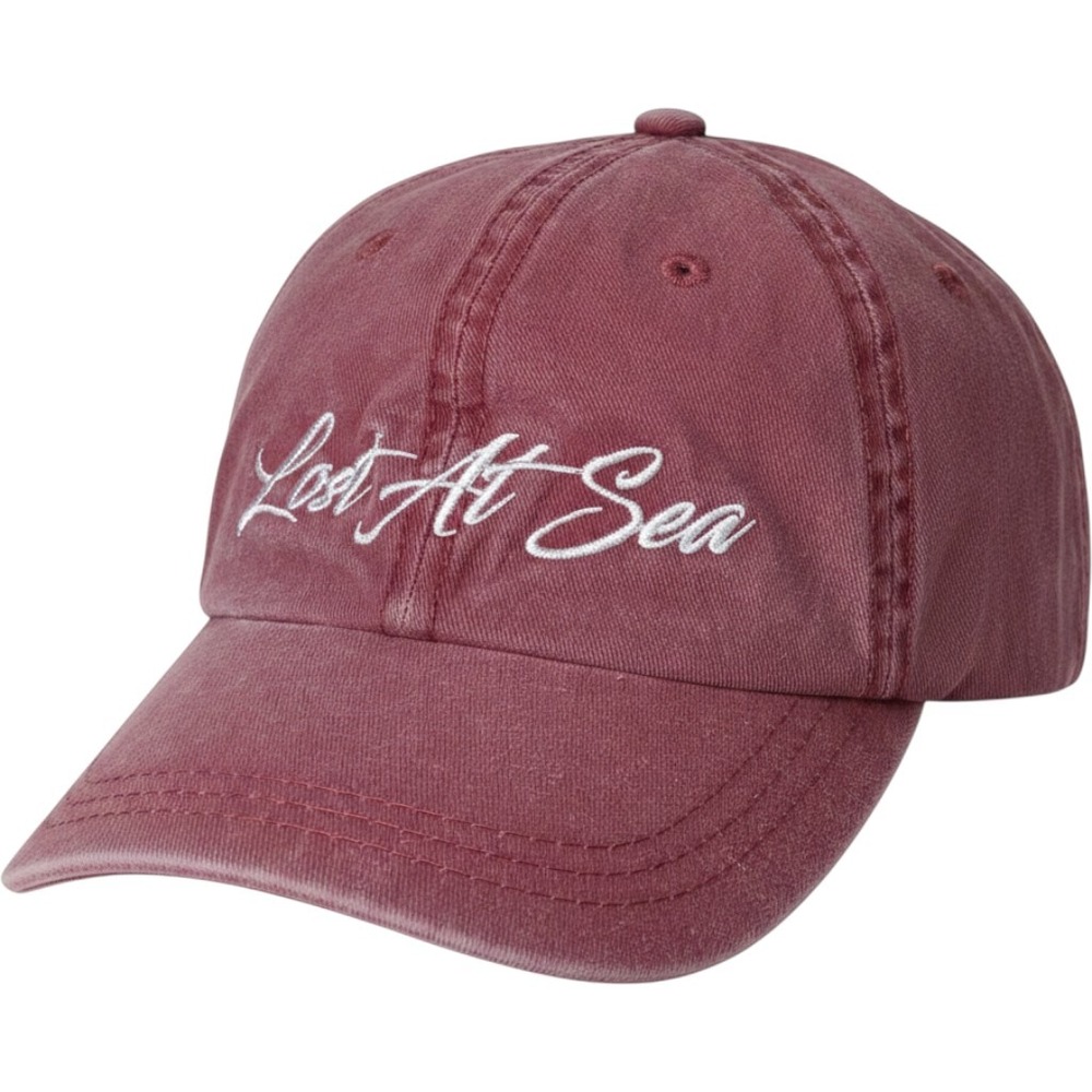 Sportsman Lost At Sea Embroidered Baseball Cap Maroon Washed Cotton Dad Hat